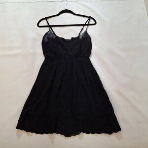 Black Lace Cotton Mini Slip Dress Size M de Studio Adjustable Spaghetti Straps